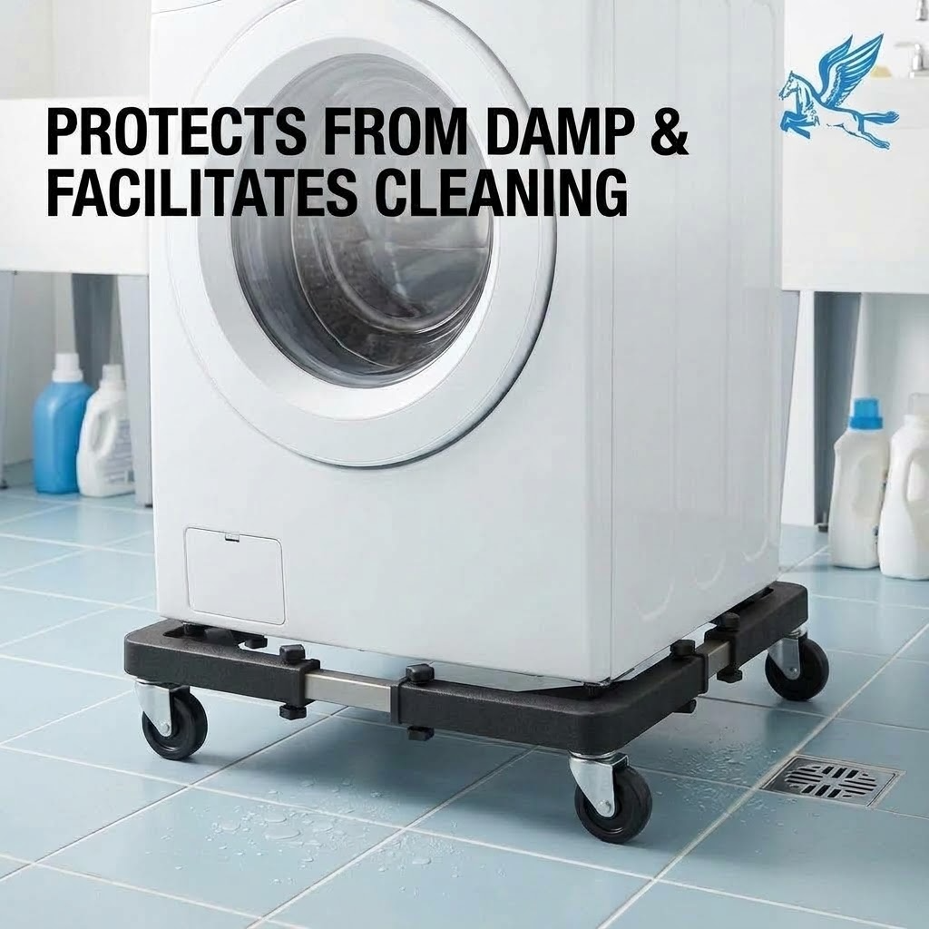 Four-Wheel Mobile Appliance Base – Removable Plastic Trolley Stand for Refrigerators & Washing Machines