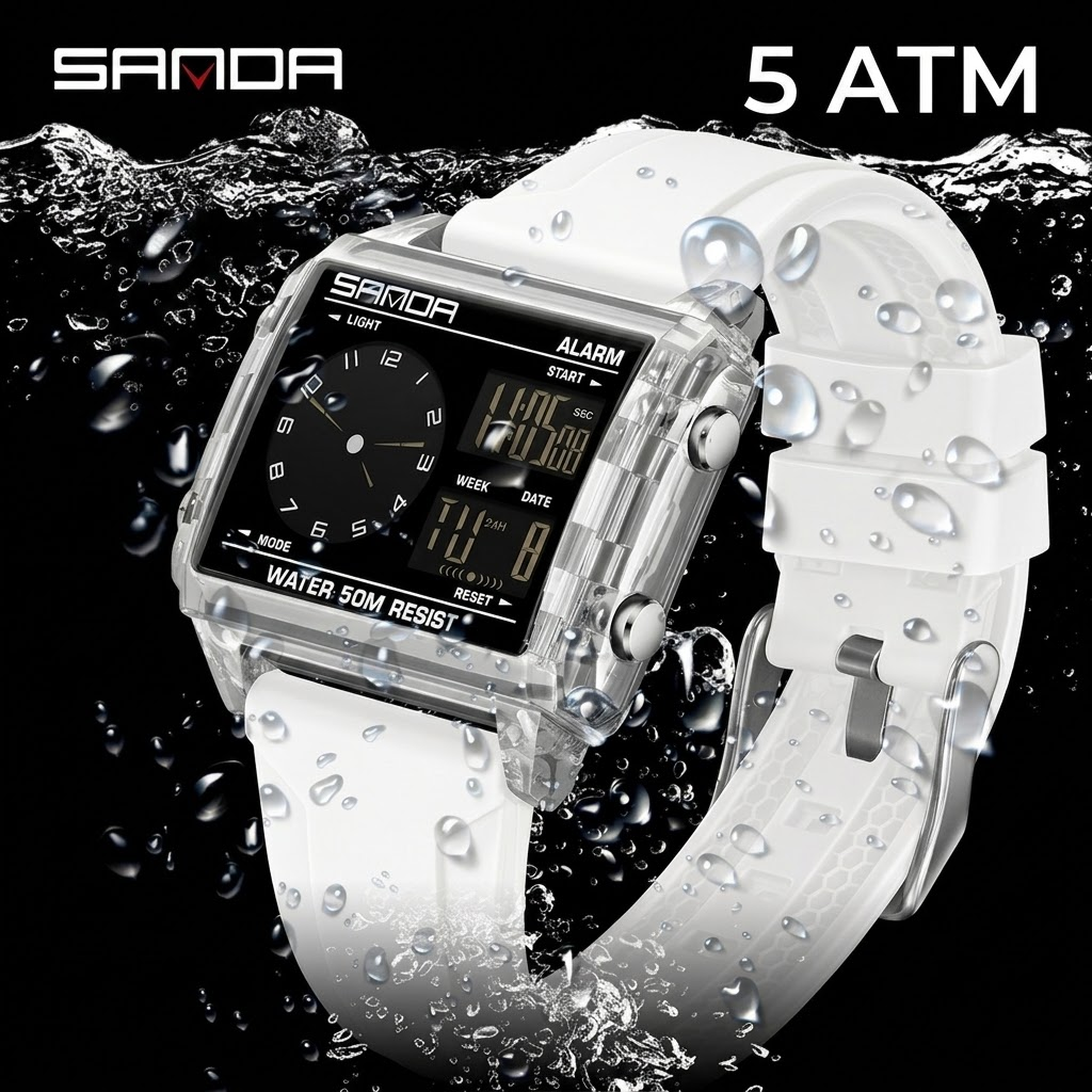Digital Sports Watch – Countdown Timer, Alarm & Outdoor Waterproof Wristwatch