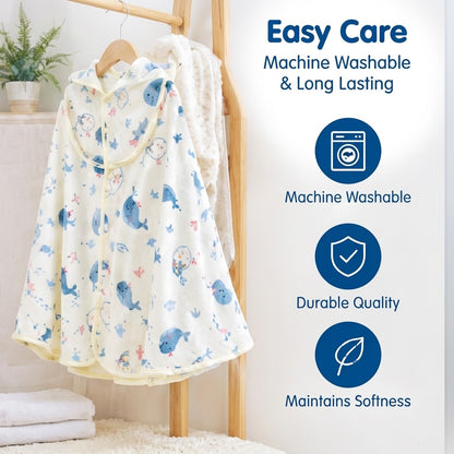 Woven Floral Pattern Baby Hooded Cover-Up – Soft Breathable Muslin Cotton Linen Wrap