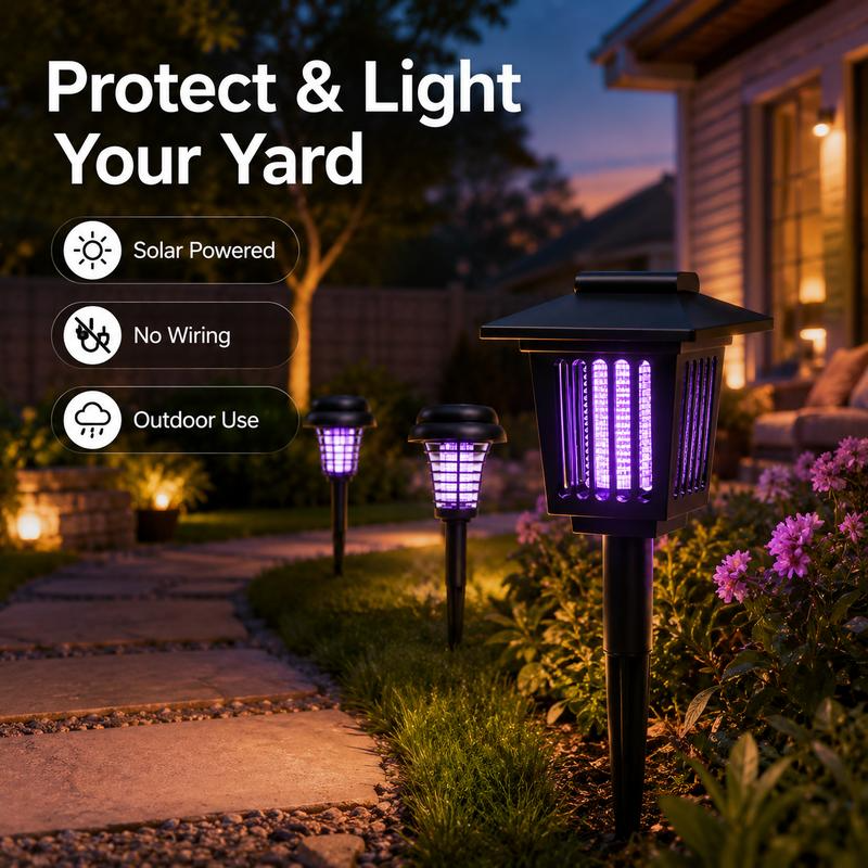 2-in-1 Solar Garden LED Lamp – Outdoor Solar Bug Zapper & Mosquito Killer