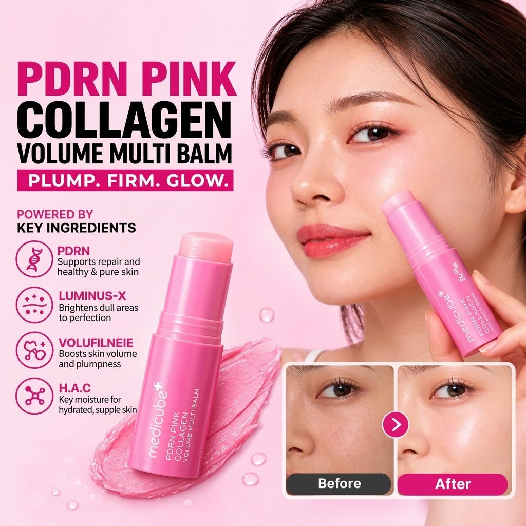 PDRN Pink Collagen Multi Balm Stick 10g – Volufiline & NAD Firming Face & Neck Care