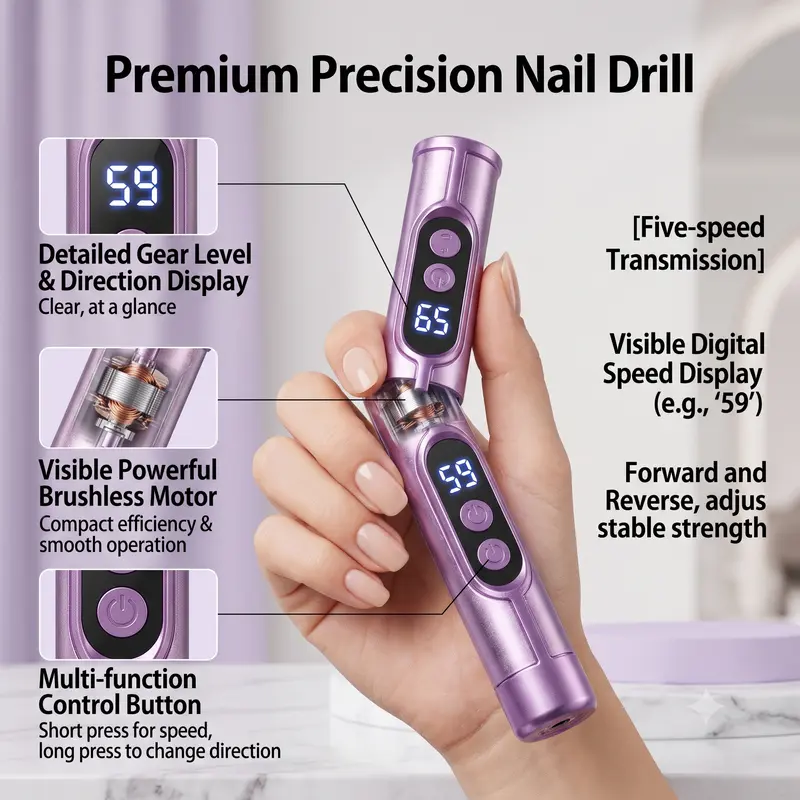 4-Speed Electric Nail File – Professional Nail Drill & Toenail Sander for Thick Nails