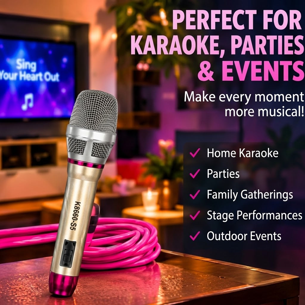 Dynamic Wired Vocal Microphone – Handheld Stage Mic for Karaoke, Home Audio & PA Speakers
