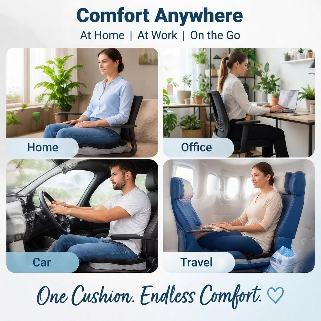 Ergonomic Memory Foam Seat Cushion – Office & Car Comfort
