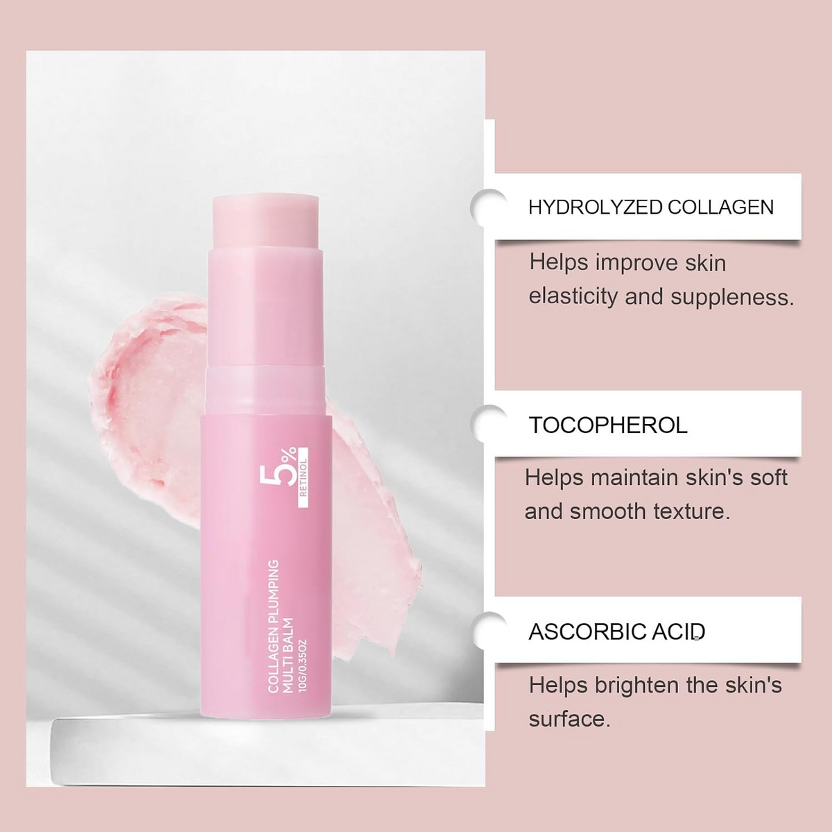 PDRN Pink Collagen Multi Balm Stick 10g – Volufiline & NAD Firming Face & Neck Care