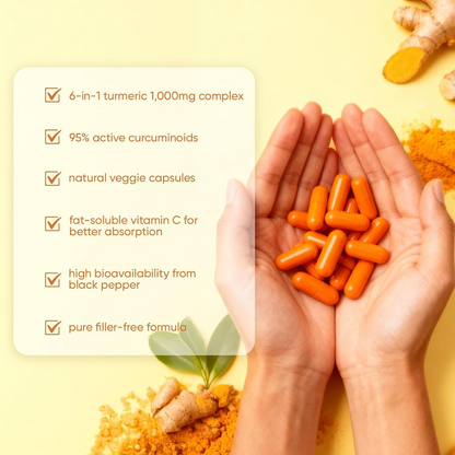 Turmeric Curcumin Capsules – 1000mg with 95% Curcuminoids, Black Pepper & Vitamin C