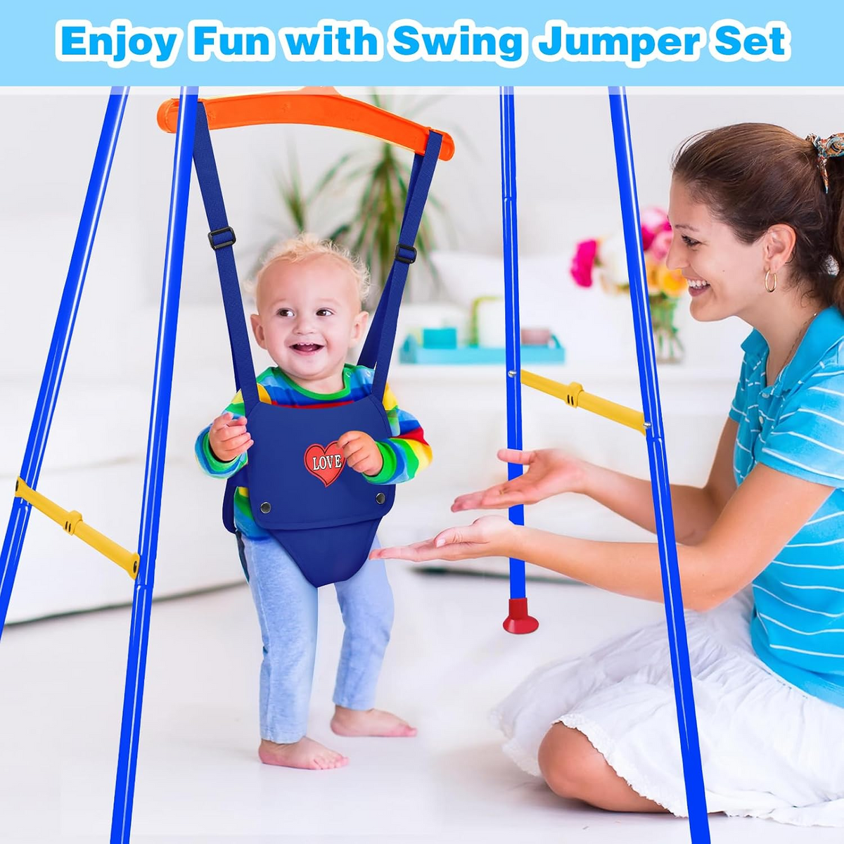 Portable Baby Jumper Soothing Toy – Adjustable Height Infant Activity & Play Center
