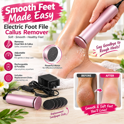 Electric & Adjustable Speed Portable Foot Care Tool with Replacement Sanding Discs