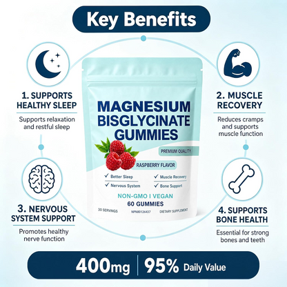 Magnesium Bisglycinate Raspberry Vegan Non-GMO Gummies