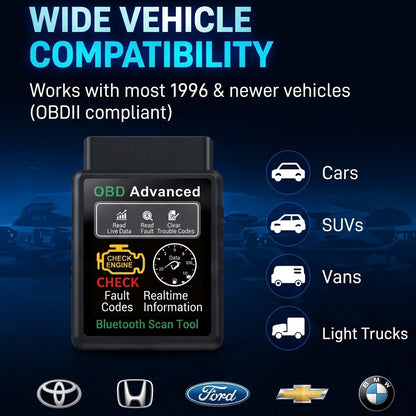 Bluetooth OBD2 Scanner – Wireless Car Diagnostic Code Reader & Auto Fault Detector