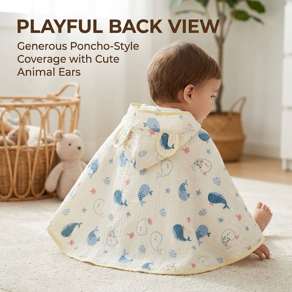 Woven Floral Pattern Baby Hooded Cover-Up – Soft Breathable Muslin Cotton Linen Wrap