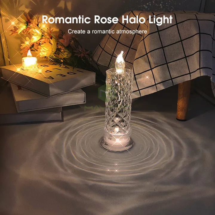Flameless LED Flickering Pillar Candle – Rose Pattern Christmas &  Decorative Home Lighting