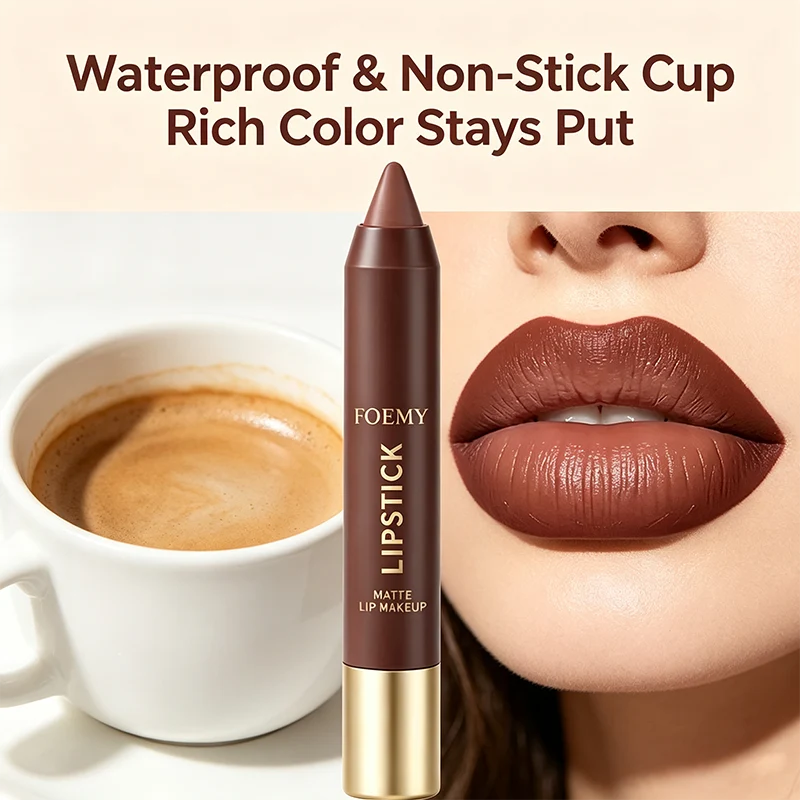 Chocolate Matte Velvet Waterproof Long-Lasting Lipstick Crayon