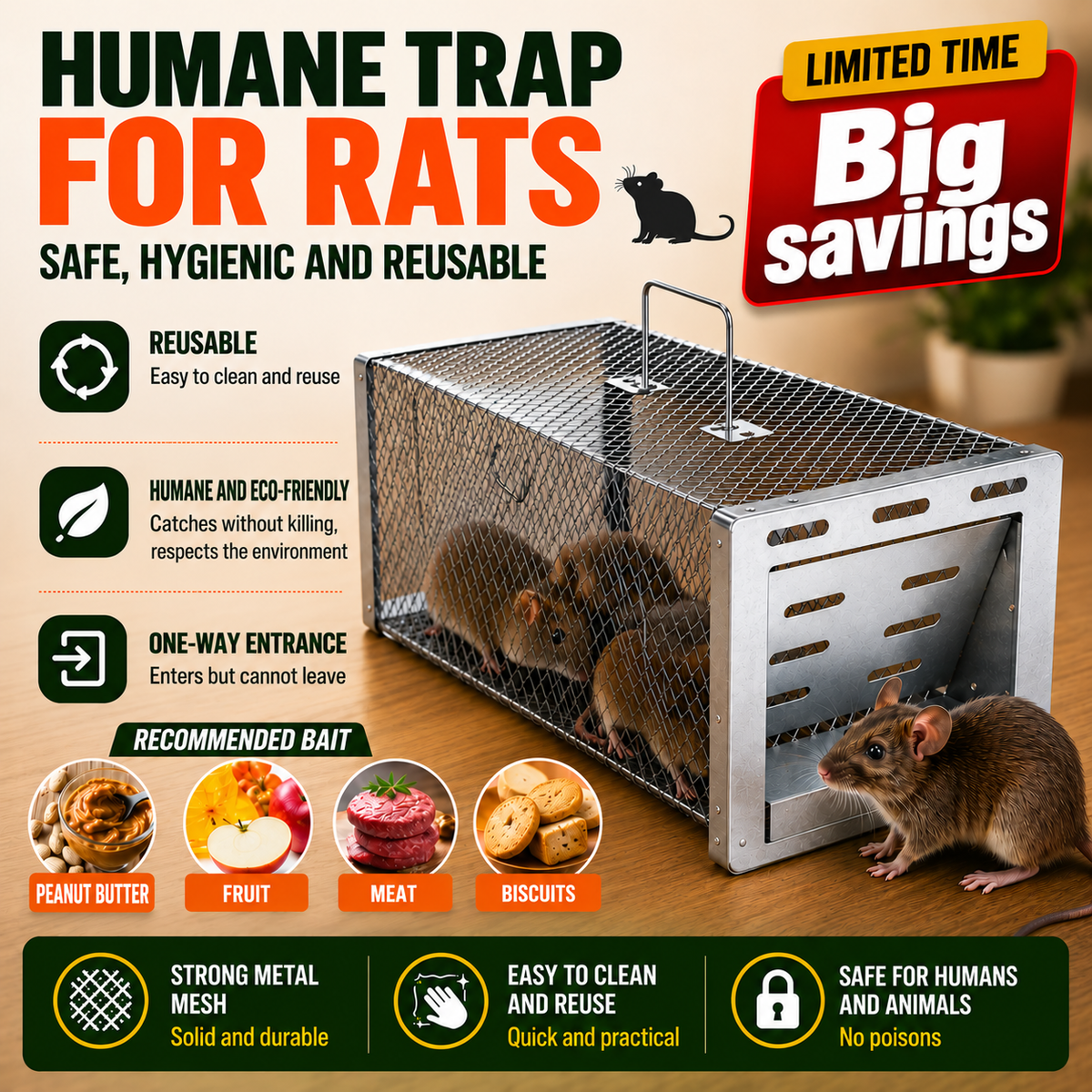 ⚡ BestSeller™ - Humane Cage Trap For Rats, Mice And Squirrels
