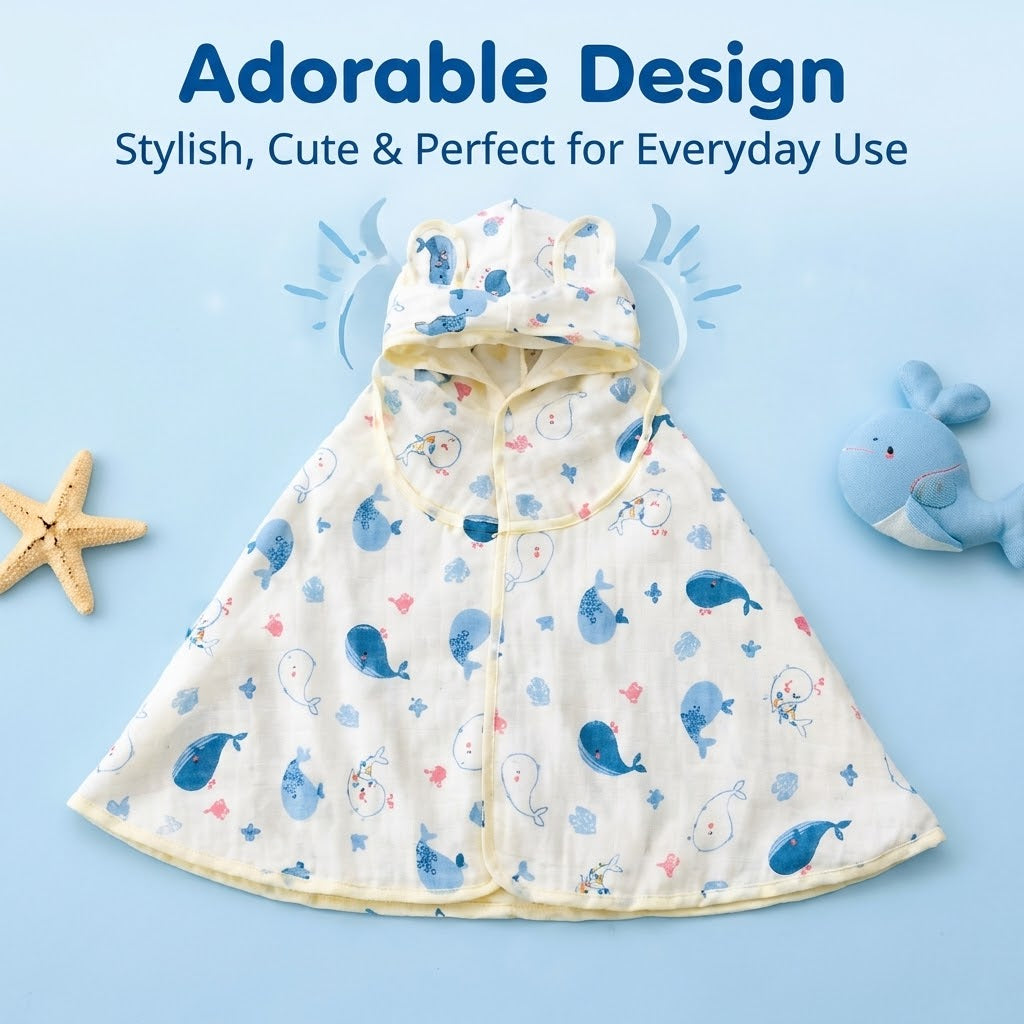 Woven Floral Pattern Baby Hooded Cover-Up – Soft Breathable Muslin Cotton Linen Wrap