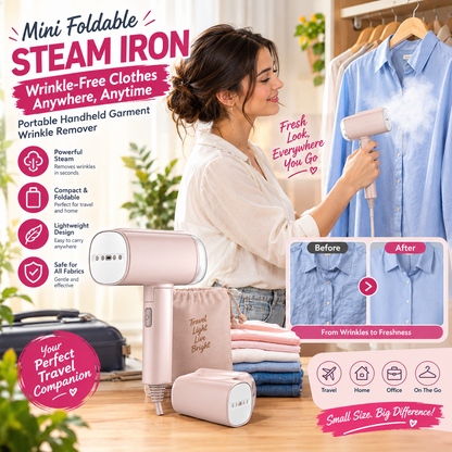 Mini Foldable Steam Iron – Portable Handheld Garment Wrinkle Remover