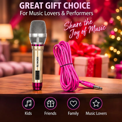 Dynamic Wired Vocal Microphone – Handheld Stage Mic for Karaoke, Home Audio & PA Speakers