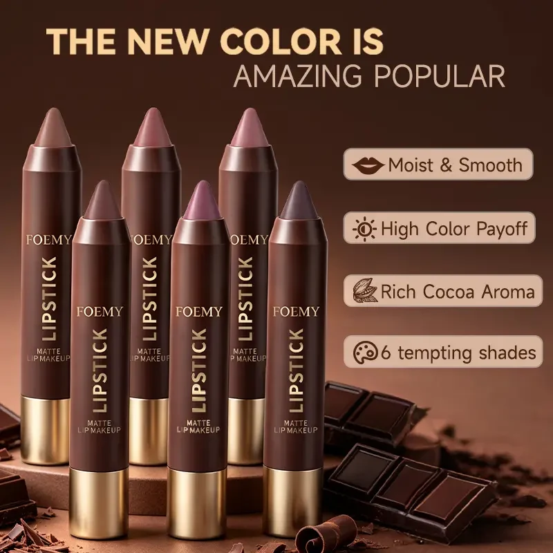 Chocolate Matte Velvet Waterproof Long-Lasting Lipstick Crayon