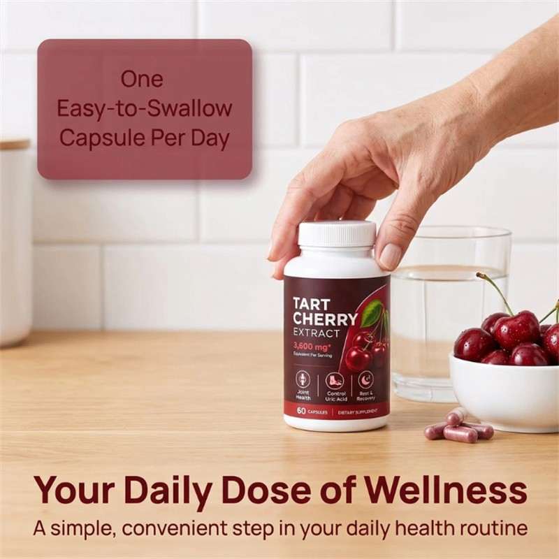 Tart Cherry Extract Capsules – Cold-Pressed Fruit Supplement for Daily Wellness