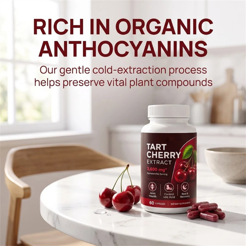 Tart Cherry Extract Capsules – Cold-Pressed Fruit Supplement for Daily Wellness
